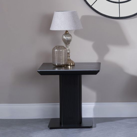 Clearance - Morgan Black Ceramic Fluted Lamp Table