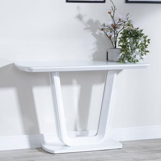 Athos White Glass Console Table