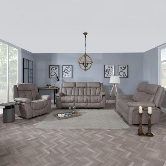 Dylan Sandstone Fabric Electric Recliner Sofa Set