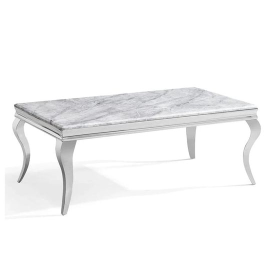 Louis Grey Marble and Chrome Coffee Table