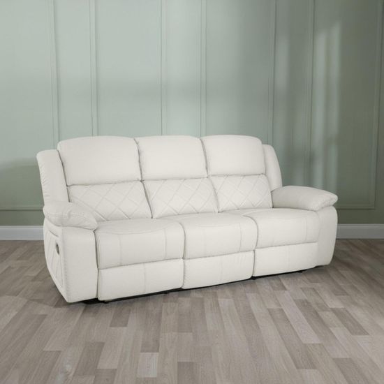 Bentley Cream Leather 3 Seater Recliner Sofa