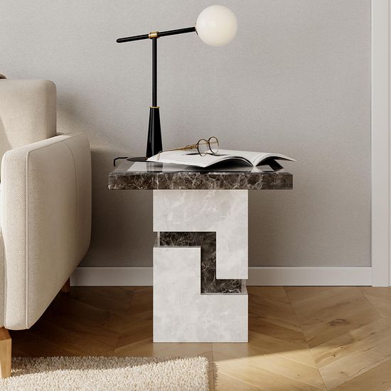 Venice Armani Grey Engineered Marble Side Table