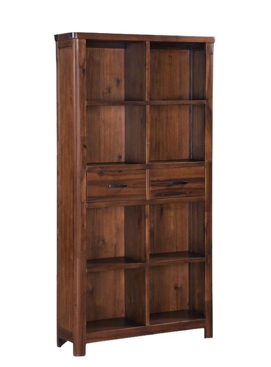 Andorra Dark Acacia 2 Drawer Tall Bookcase