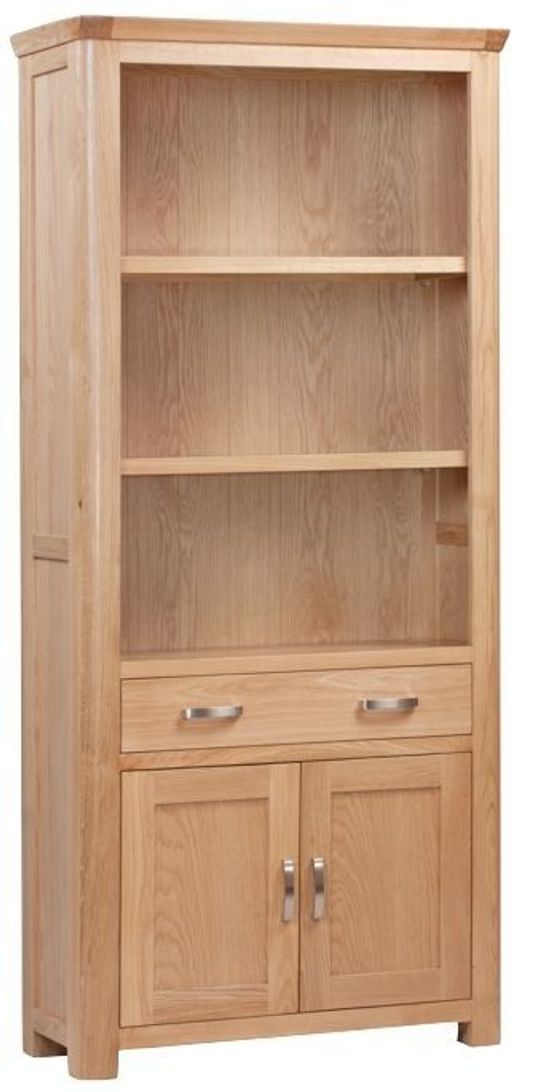 Treviso Oak Tall Bookcase with Cupboard
