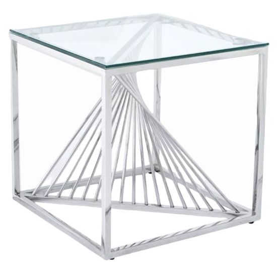 Calabria Glass and Silver End Table