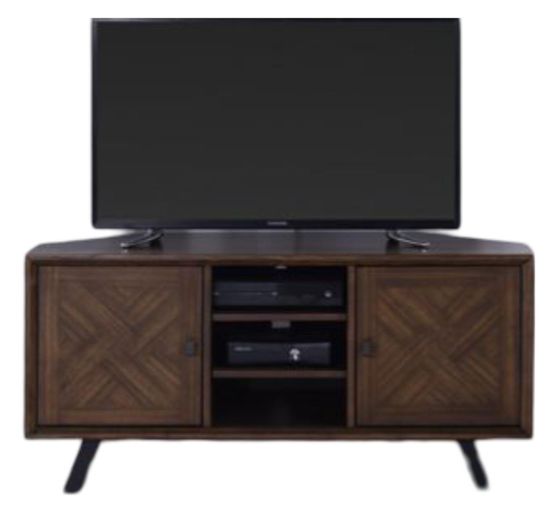 Nevada Parquet Style Wooden 2 Door Corner TV Unit