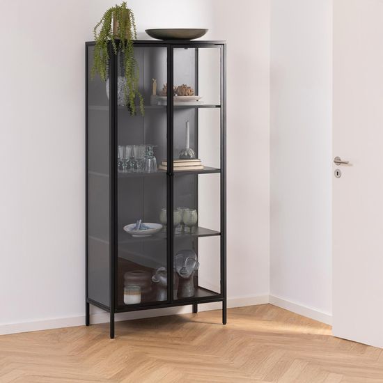 Newcastle Black 2 Door Tall Display Cabinet