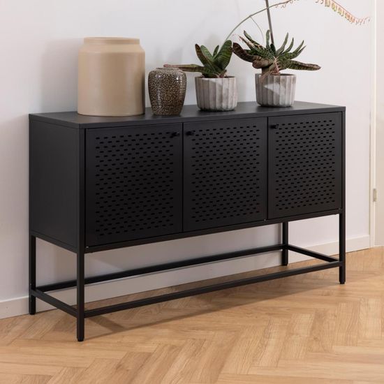 Newcastle Black 3 Door Medium Sideboard - 125cm