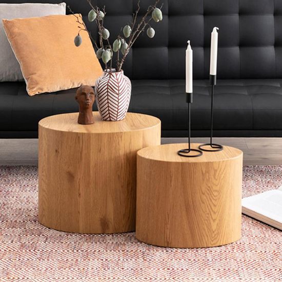 Mice Oak Oval Coffee Table - Set of 2