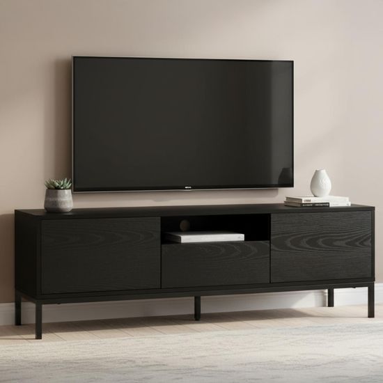 Seaford Black Melamine and Metal Storage TV Unit