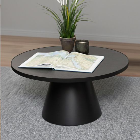 Soli Black Ceramic Round Large Coffee Table