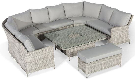 Maze Oxford Royal Grey Rattan U Shape Rising Table Garden Sofa Set