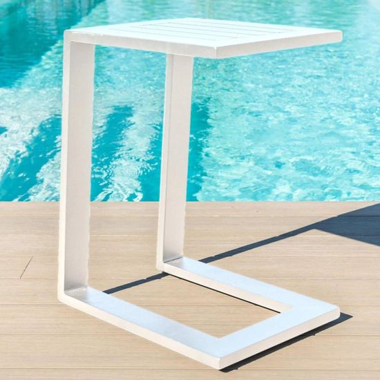 Maze White Aluminium Garden Side Table