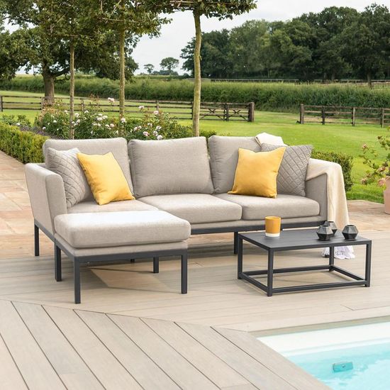 Maze Pulse Oatmeal Aluminium 3 Seater Chaise Garden Sofa Set