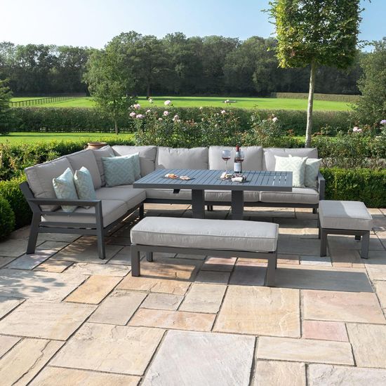 Maze New York Dove Grey Rising Table Corner Garden Dining Set