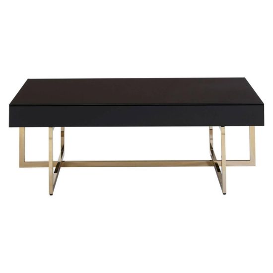 Ragusa Black Glass Coffee Table with Gold Legs