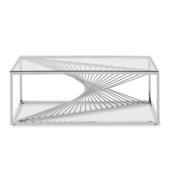 Amella Glass Coffee Table with Silver Base