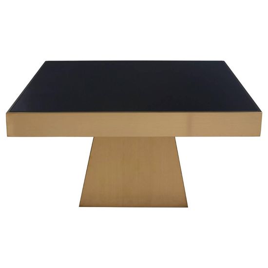 Carlox Black Glass Square Coffee Table with Gold Base