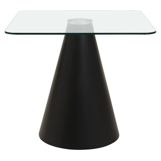 Azalea Glass 2 Seater Square Dining Table with Black Cone Base