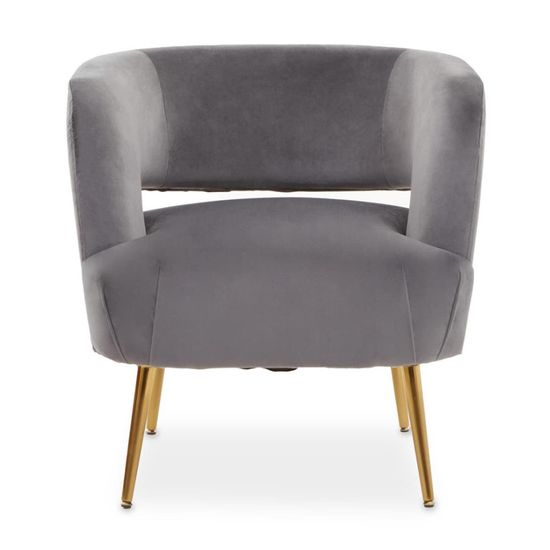 Larissa Grey Velvet Fabric Accent Chair with Metal Legs