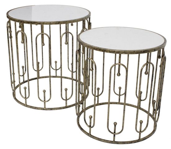 Mindy Brownes Estela Antique Gold Marble Side Table (Set of 2)