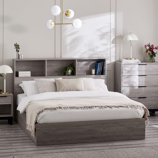 Bali Grey Oak Ottoman Storage Bed - Sizes Available