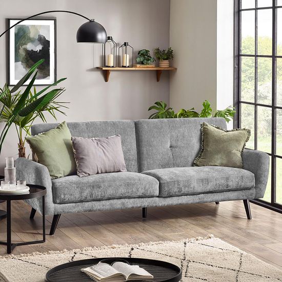 Monza Grey Mobus Fabric 3 Seater Click-Clack Sofabed
