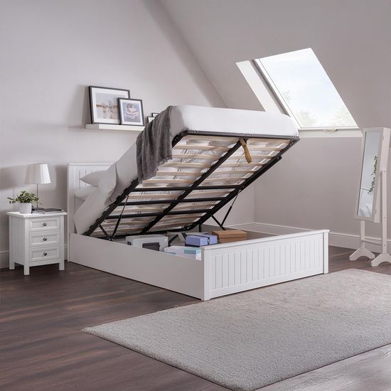 Maine White Ottoman Storage Bed - Sizes Available