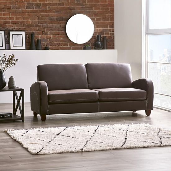 Vivo Brown Faux Leather 3 Seater Sofa