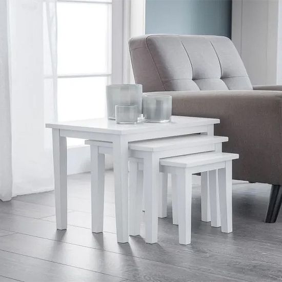 Cleo White Nest of 3 Tables