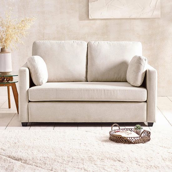 Ottilie Beige Fabric 2 Seater Sofa