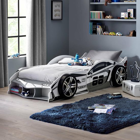 Storm Grey High Gloss Race Car Bed