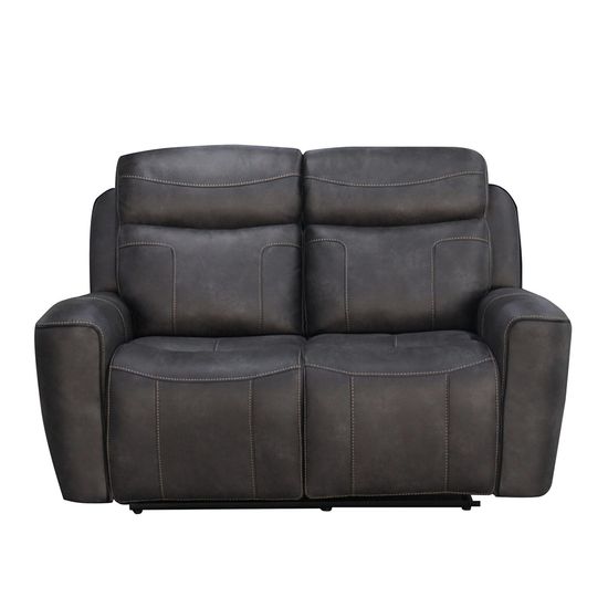 Carlo Dark Grey Leather 2 Seater Power Recliner Sofa