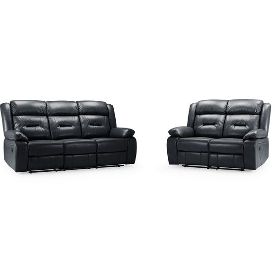 Novie Black Faux Leather 3+2 Seater Sofa Set