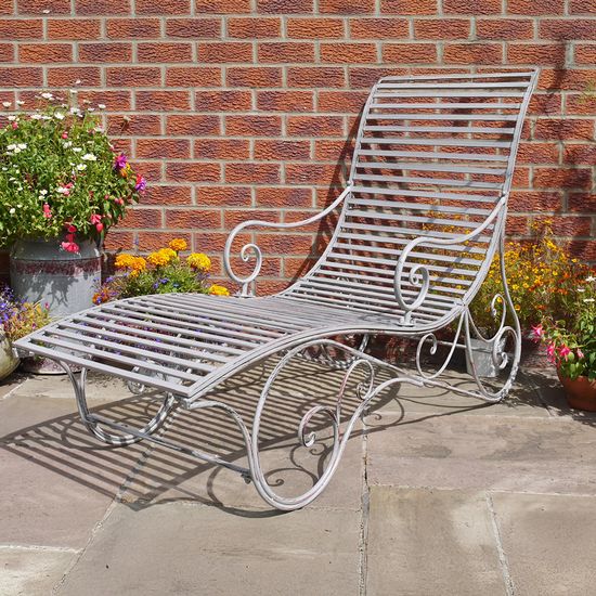 Antique Grey Metal Lounger