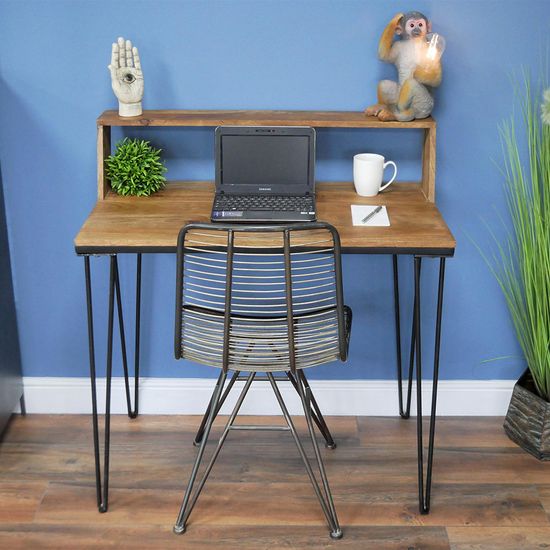 Dutch Industrial Mango Wood and Metal Desk