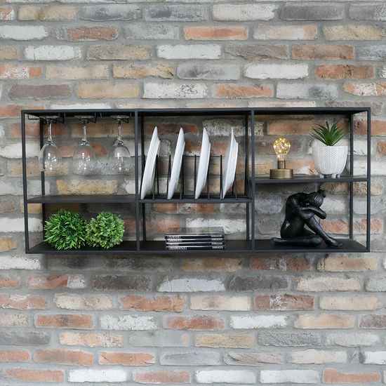 Dutch Black Metal Kitchen Wide Wall Unit