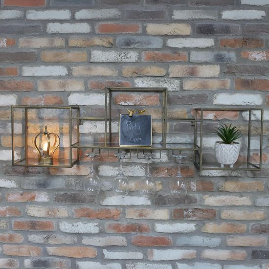 Dutch Glass and Metal Wall Rack