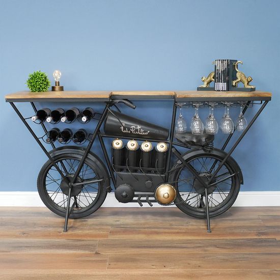 Dutch Mango Wood and Metal Bike Bar Unit