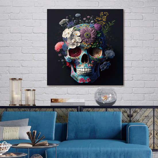 Skull with Flower Wall Art