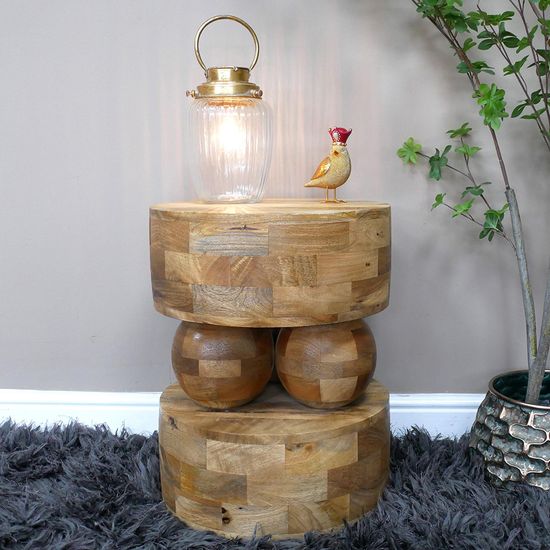 Dutch Mango Wood Small Round Side Table - 40cm