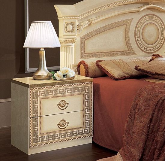 Camel Aida Ivory Italian 2 Drawer Bedside Cabinet
