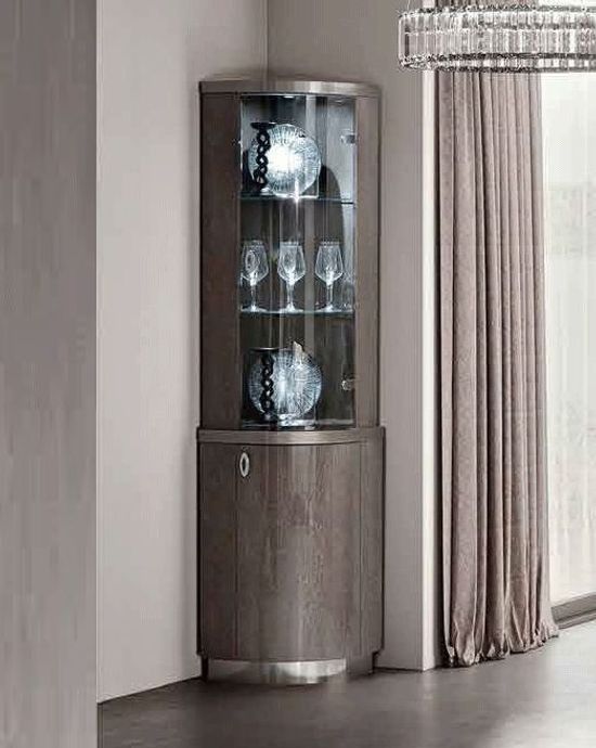 Modum Armonia Italian Silver Birch Corner Display Cabinet