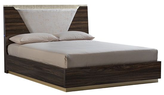 Modum Smart Walnut Italian Fabric Headboard Bed - Sizes Available