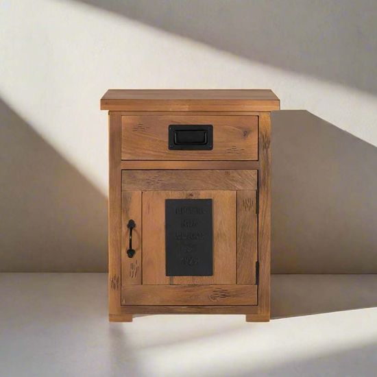 Iron Works Mango Wood 1 Door Bedside Cabinet