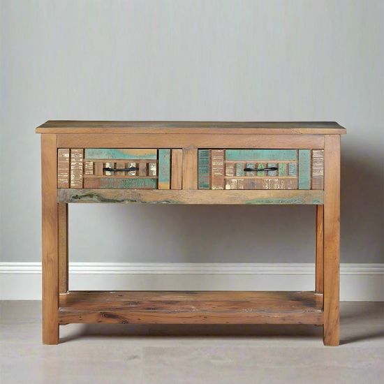 Zangird Recycled Wood 2 Drawer Console Table
