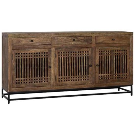 Uvalda Acacia Wood Slatted 3 Door Extra Large Sideboard - 180cm