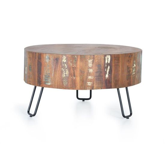 Tyddewi Recycled Wood Round Coffee Table
