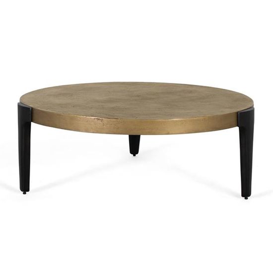 Oxwich Gold Metal Round Coffee Table