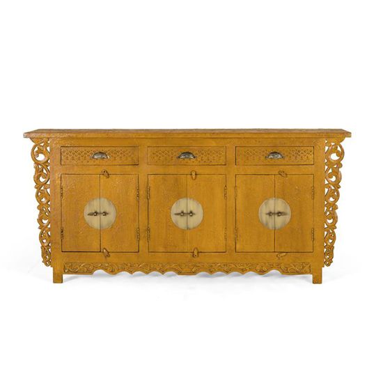 Lubesh Ochre Mango Wood 6 Door Extra Large Sideboard - 180cm